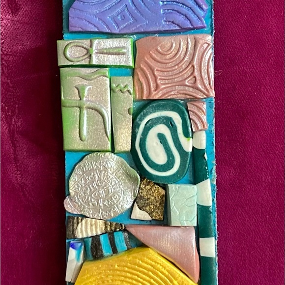 Handmade Polymer Clay Mosaic Art “Protection”   Plaque Original On Wood - Picture 3 of 10